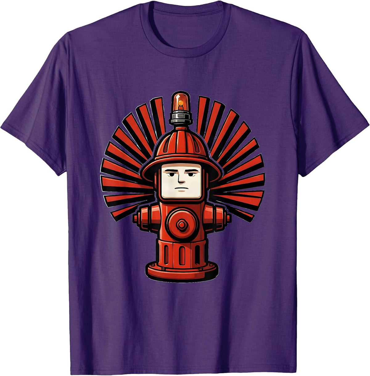 Fire Hydrant Mascot Helmet Funny Firefighter Humor T-Shirt - Purple