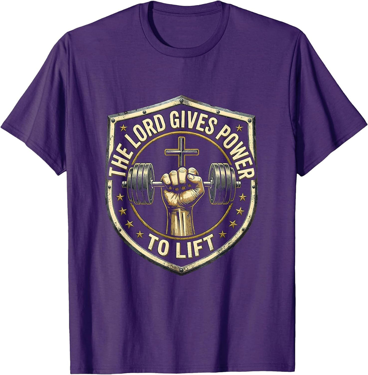 The Lord Gives Power To Lift Christian Gym Weightlifting T-Shirt - Purple