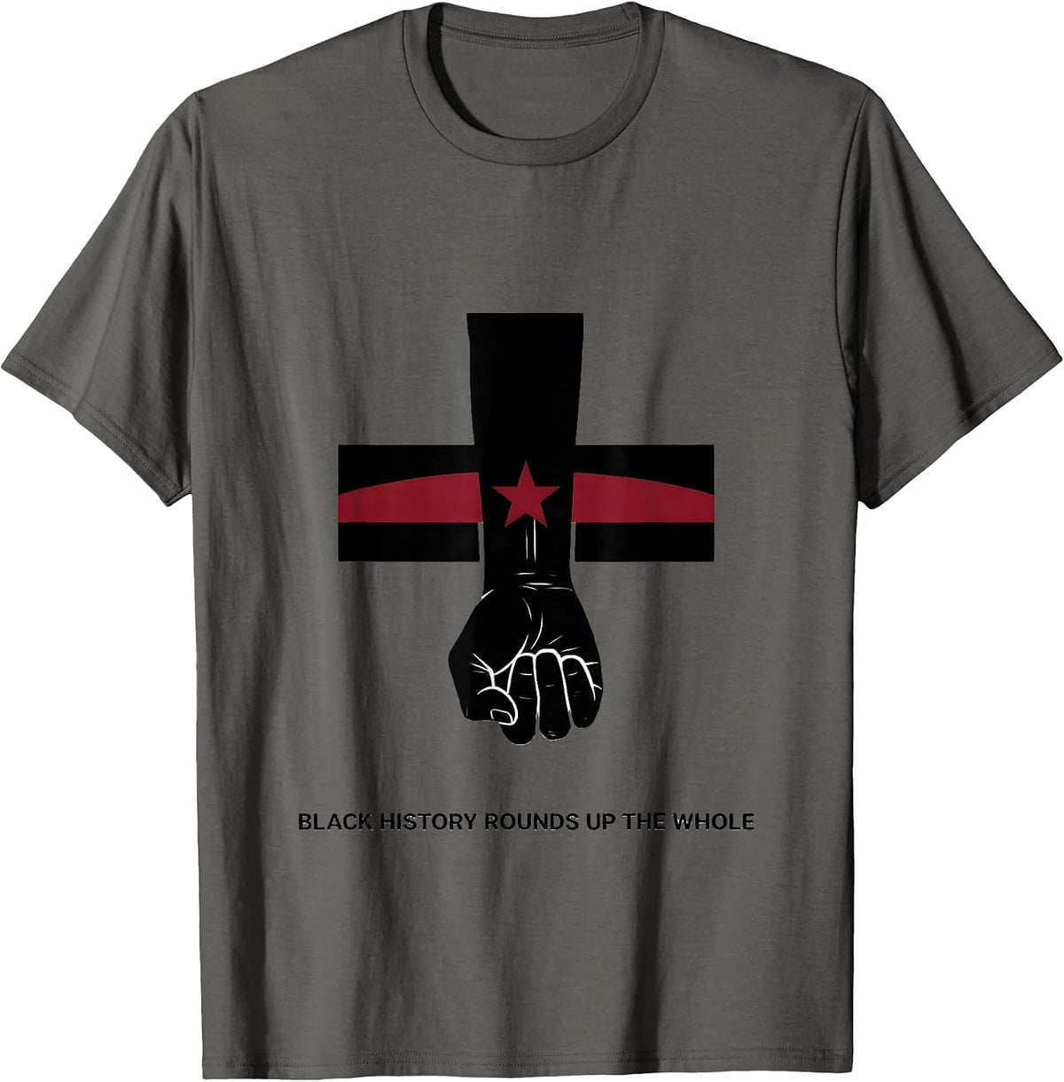 Men's Black History Rounds Up The Whole Equality Greater T-Shirt - Asphalt Grey