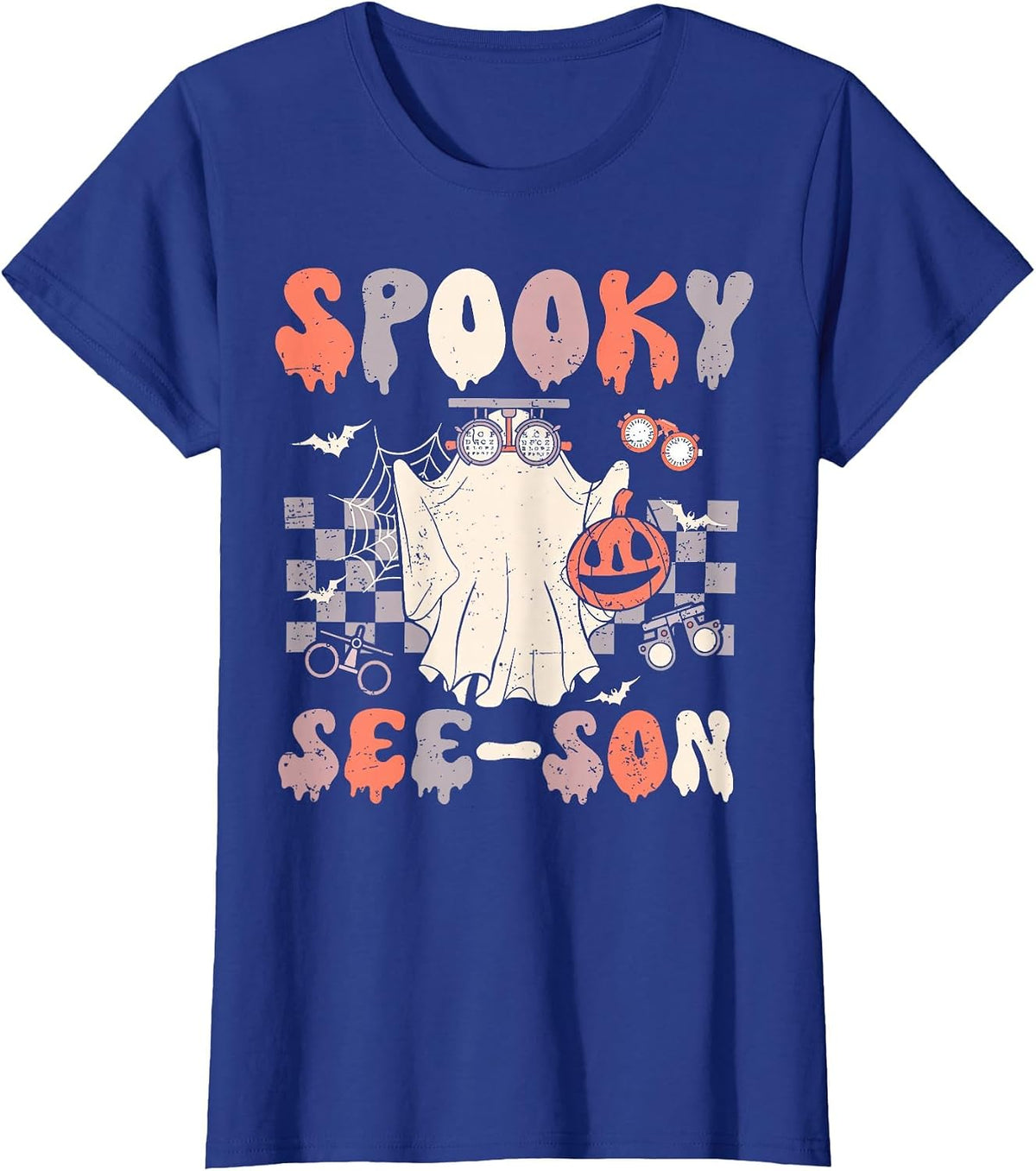 Retro Spooky See-Son Optometrist Optometry Ghost Halloween T-Shirt - Royal Blue