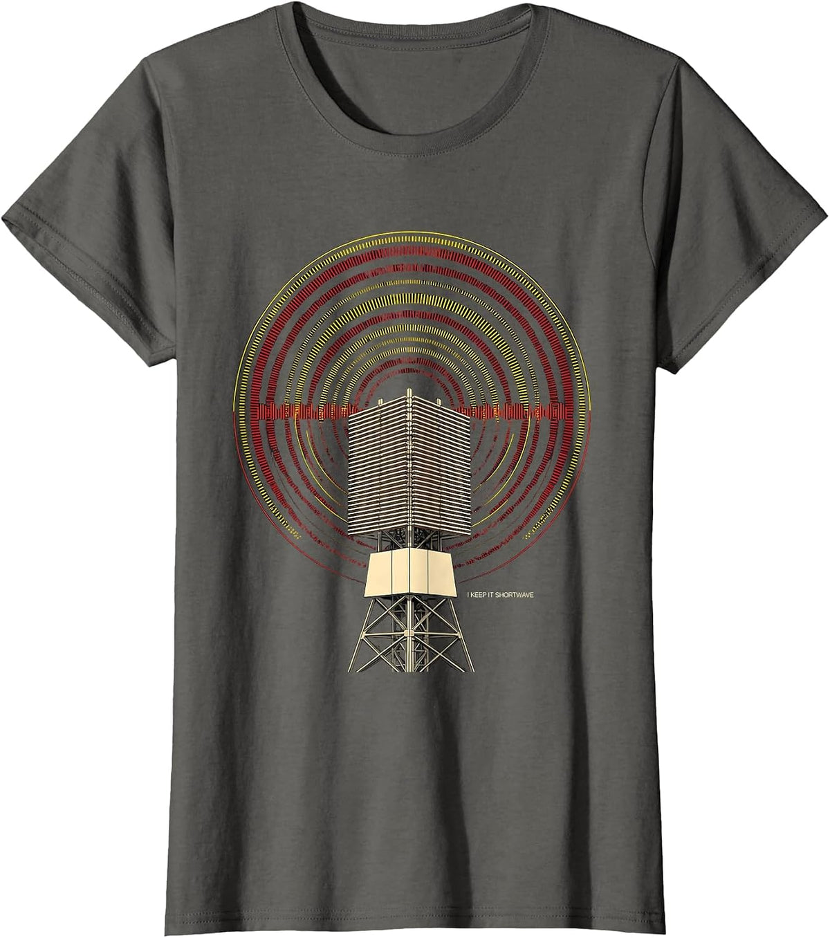 Women's I Keep It Shortwave Geometric Ham Radio Operator Humor T-Shirt - Asphalt Grey