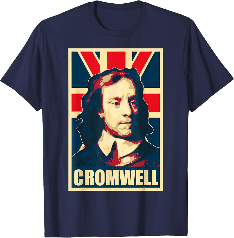 Oliver Cromwell English General and Statesman T-Shirt - Navy Blue