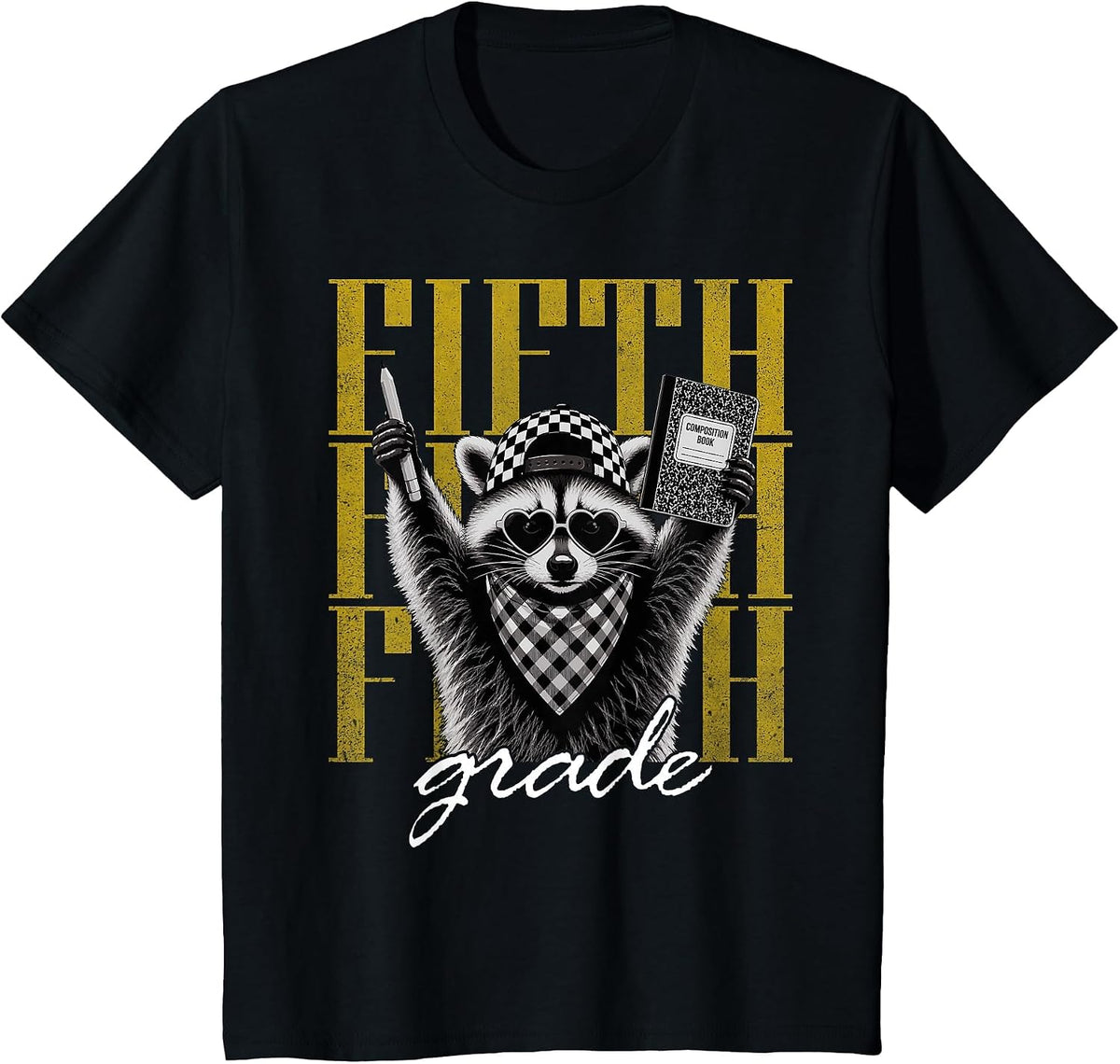 Fifth Grade Teacher 5th Grade Raccoon Back to School T-Shirt - Black