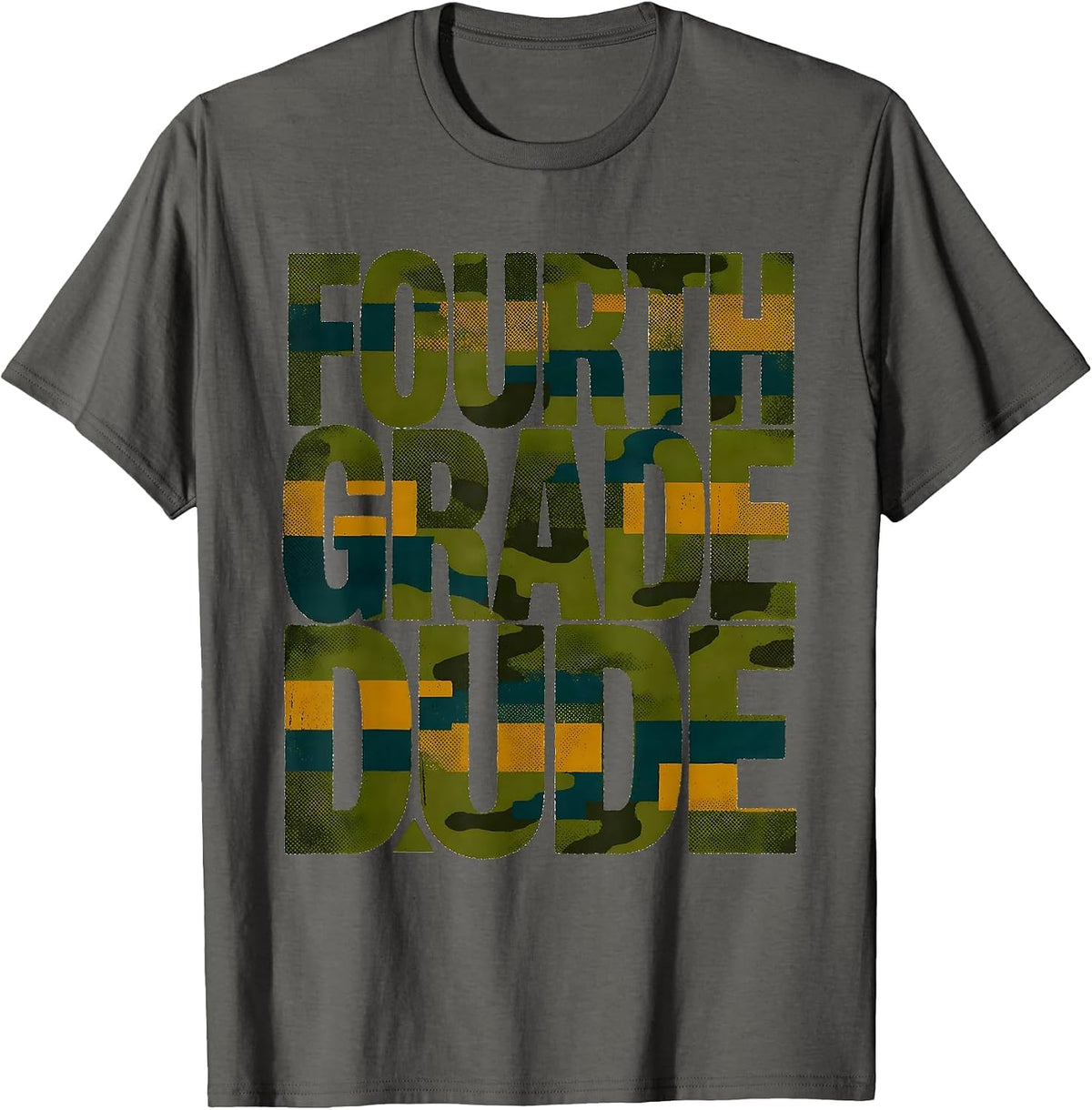 Men's Fourth Grade Dude Camo Back To School Boys First Day T-Shirt - Asphalt Grey