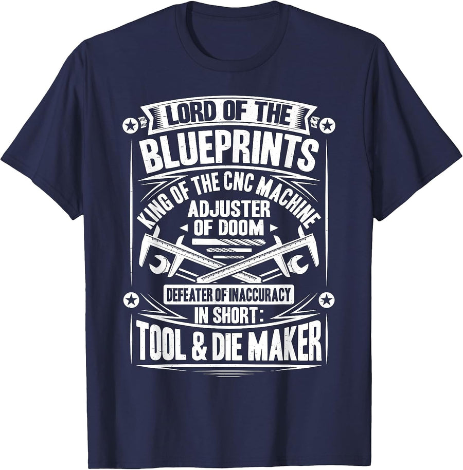 Toolmaker Defeater of Inaccuracy Tool and Die Maker T-Shirt - Navy Blue