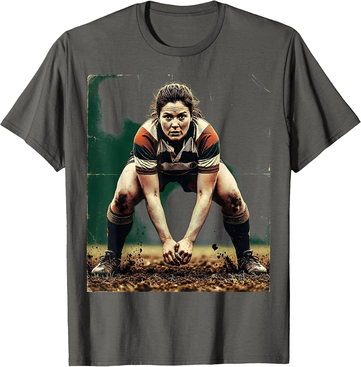 Rugby Scrum Formation Graphic Tee T-Shirt - Asphalt Grey