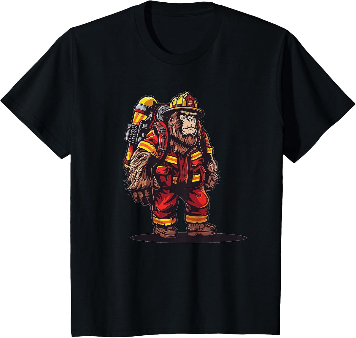 Bigfoot Firefighter I Kids Firefighter T-Shirt - Black