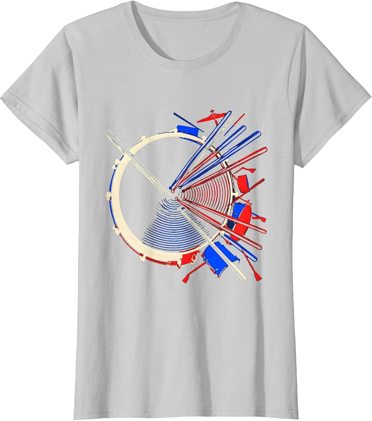 Drummer Kit Contours Futurist Dynamic Humor T-Shirt - Silver Grey