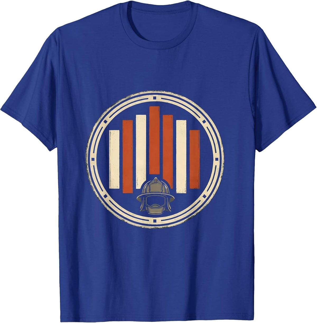 Vintage Firefighter Memorial Badge Thin Red Line Pride T-Shirt - Royal Blue