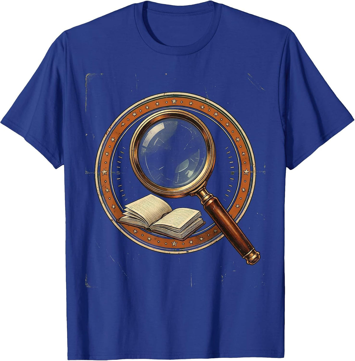 4th Grade Teacher Magnifying Glass Notebook Gift T-Shirt - Royal Blue