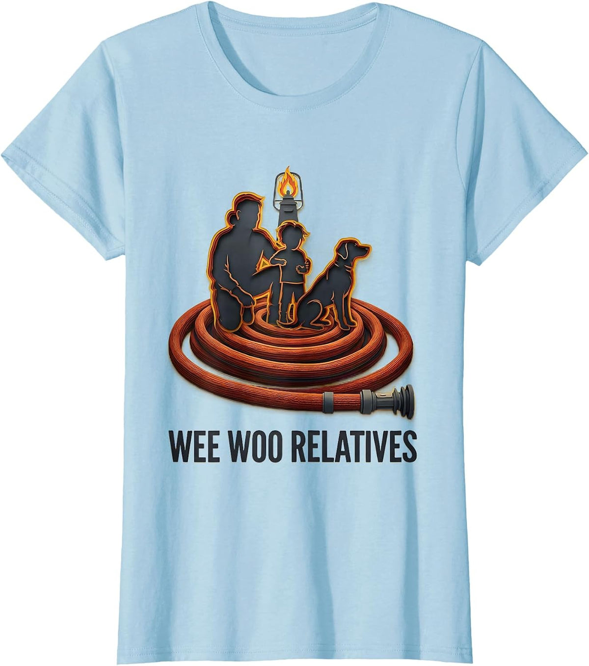 Wee Woo Relatives Funny Firefighter Family Fire Department T-Shirt - Baby Blue