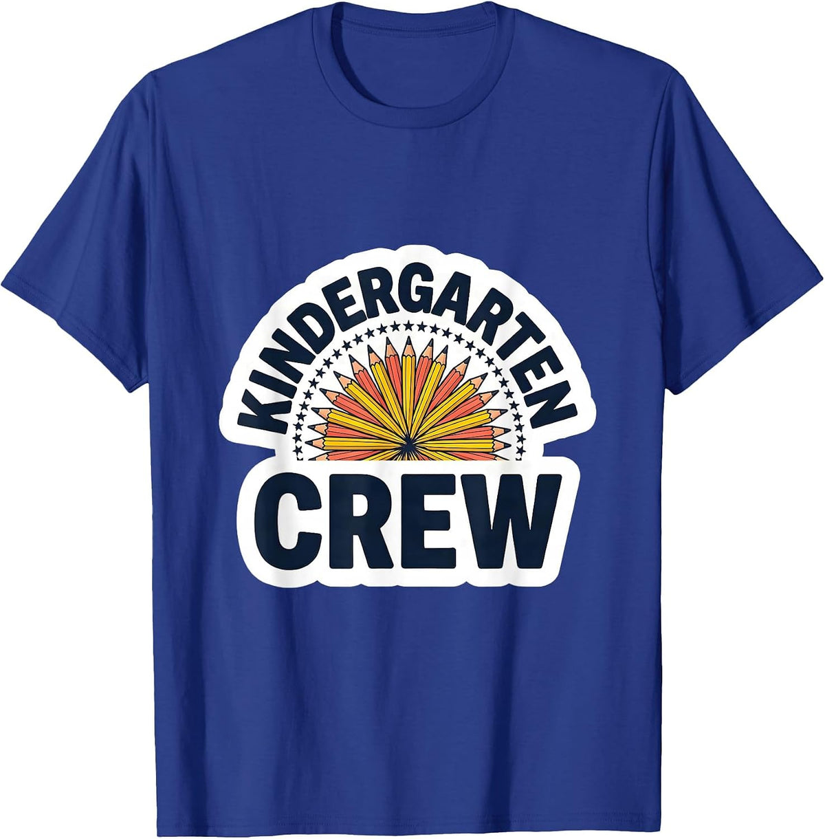 Men's Kindergarten Crew Cute Back to School Pencil Grade First Day T-Shirt - Royal Blue