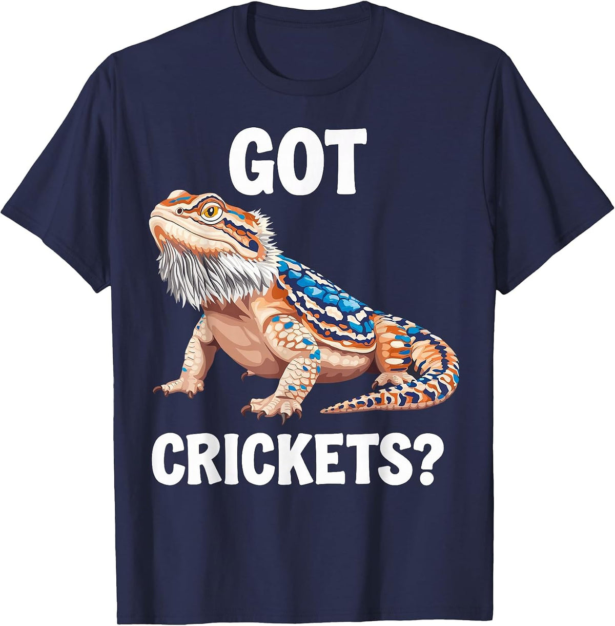 Bearded Dragon Lover Retro Got Crickets Tiny Dinosaur T-Shirt - Navy Blue