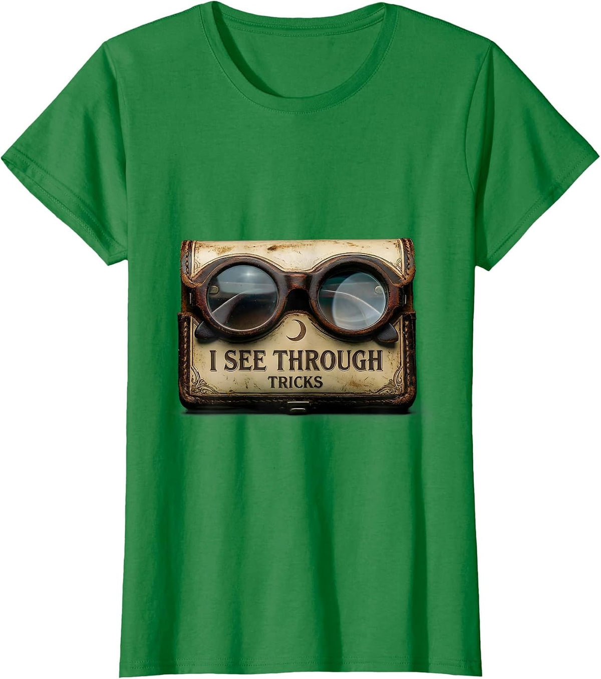 Women's I See Through Tricks Vintage Halloween Optometrist Eye T-Shirt - Kelly Green