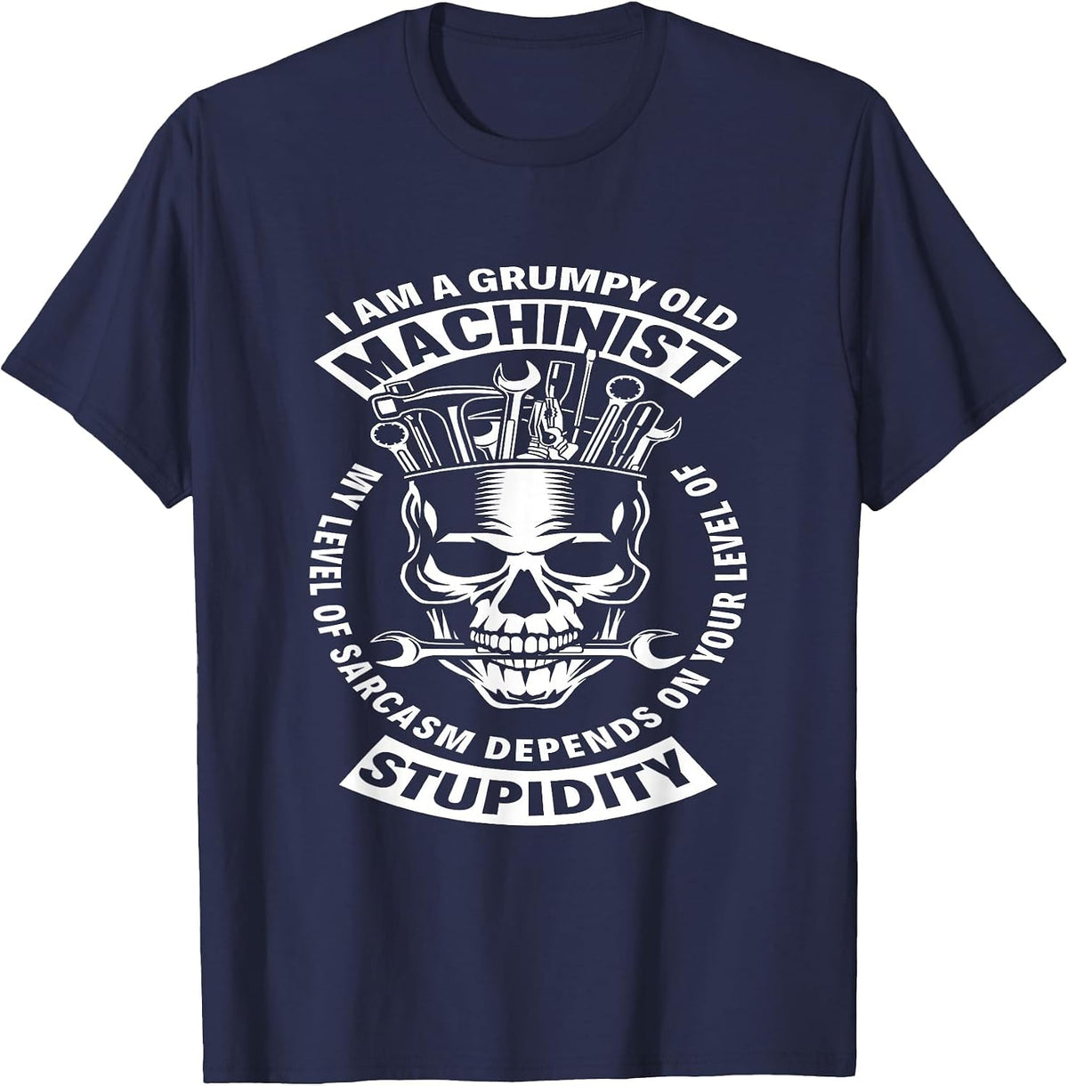 Grumpy Old Machinist - Funny Sarcastic Machinist T-Shirt - Navy Blue