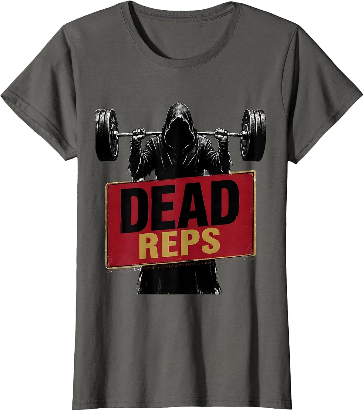 Women's Dead Reps Funny Halloween Ghost Skeleton Weightlifting Gym T-Shirt - Asphalt Grey