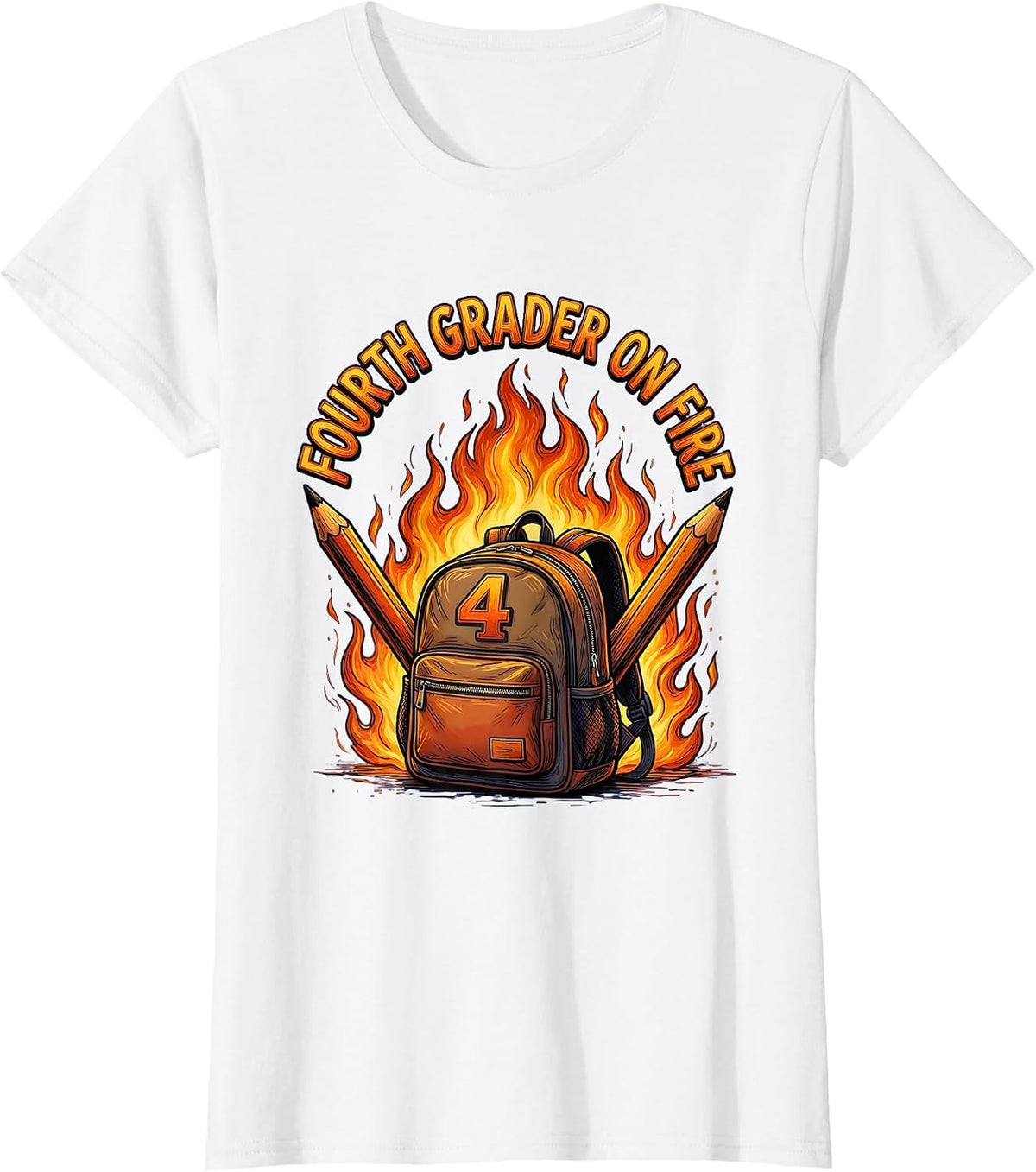 Fourth Grader On Fire Awesome 4th Grade Design T-Shirt - White