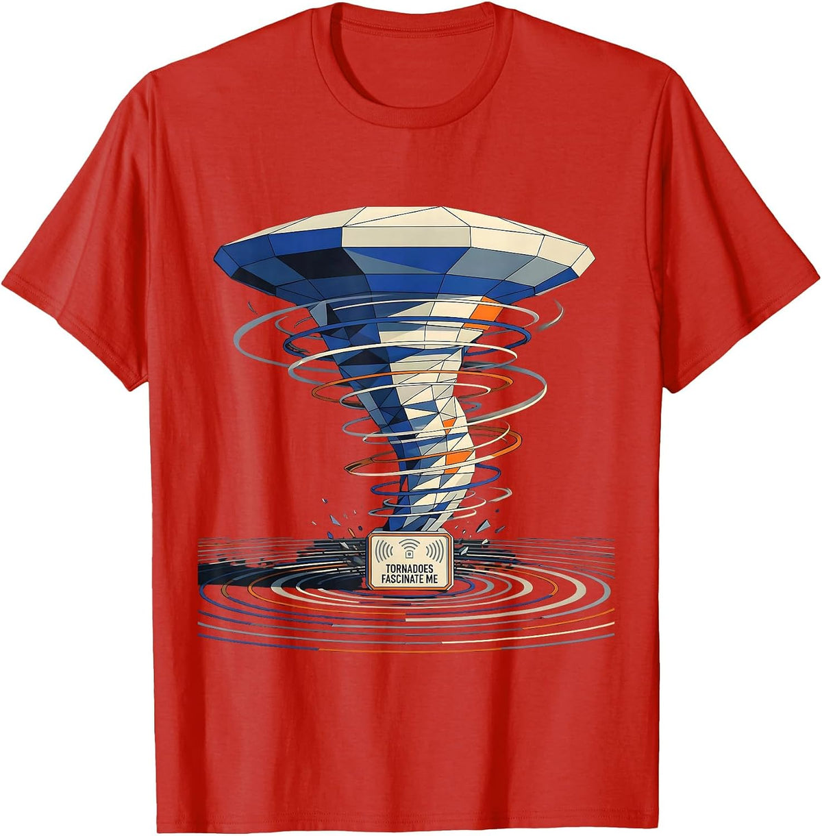 Men's Tornadoes Fascinate Me Geometric Storm Chaser Meteorology T-Shirt - Red