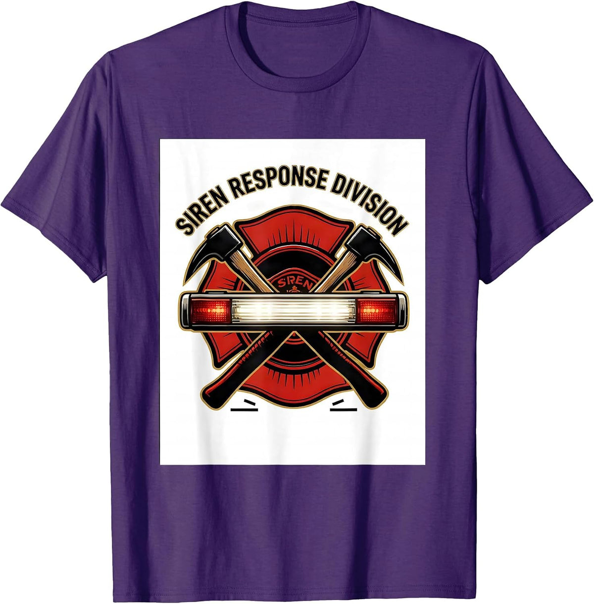 Siren Response Division Funny Firefighter Gift Fire Truck T-Shirt - Purple
