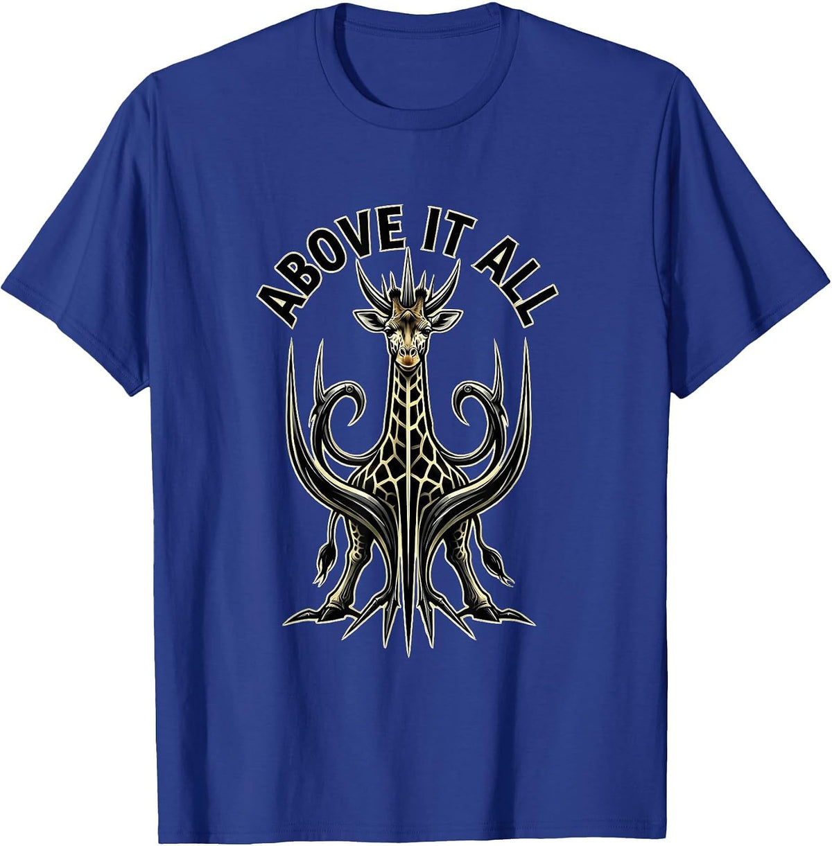 Men's Above It All Giraffe Graphic Design T-Shirt - Royal Blue