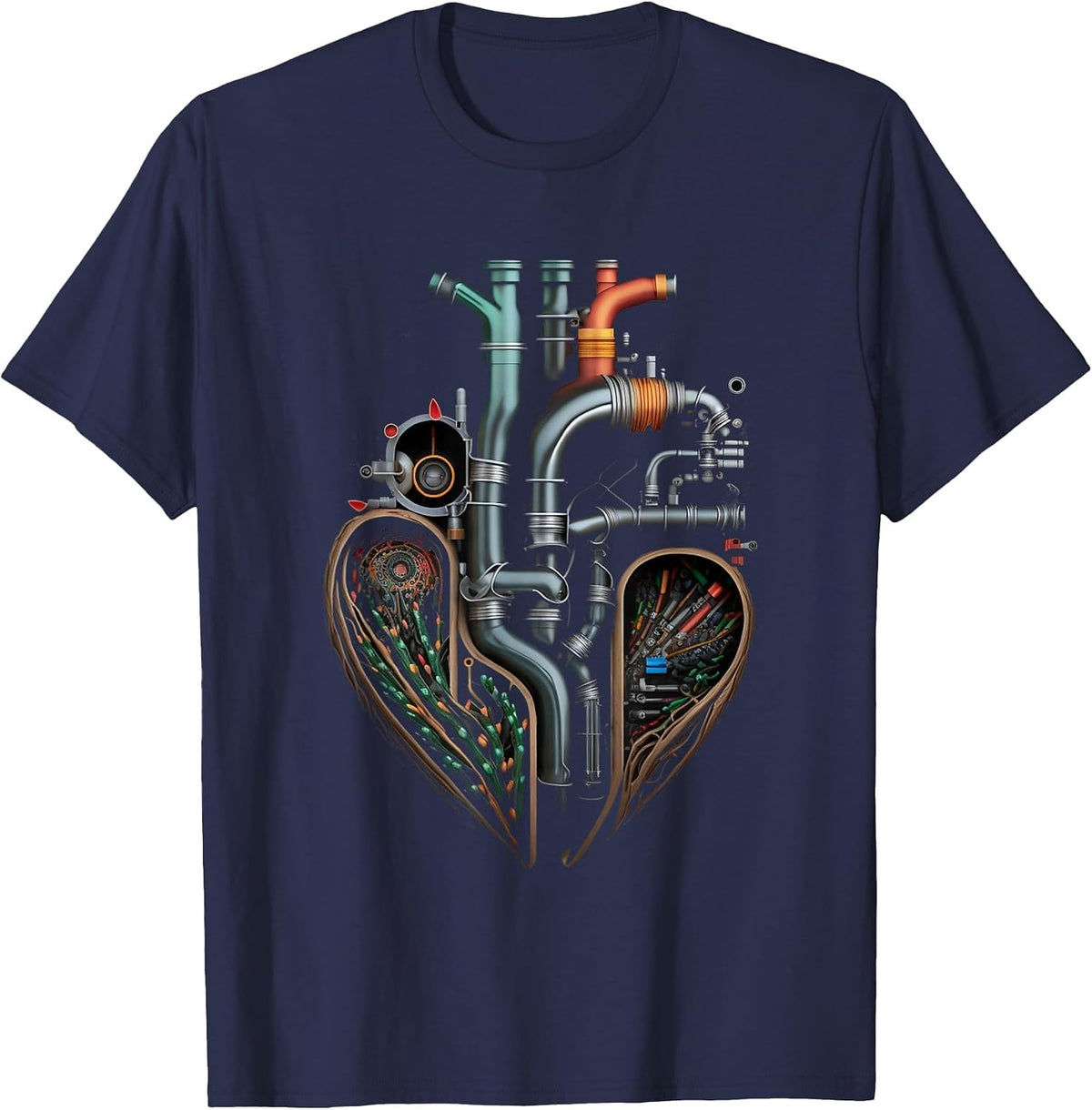 Plumber's Heart PVC Pipes Funny Plumbing Outfit Men T-Shirt - Navy Blue