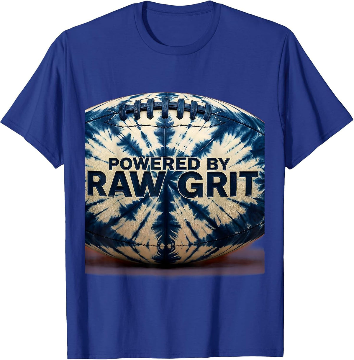 Powered by Raw Grit Rugby Graphic Design T-Shirt - Royal Blue