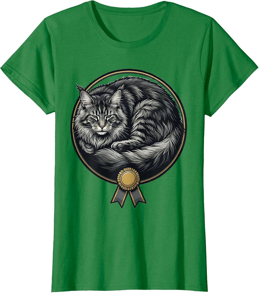Women's Maine Coon Cat Cute Kawaii Animal Lover Gift T-Shirt - Kelly Green