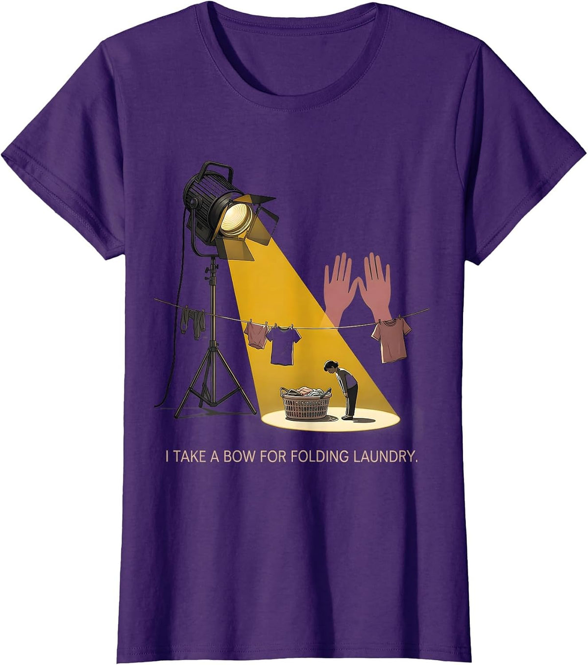 Women's I Take A Bow For Folding Laundry Funny Theatre Kid Musical T-Shirt - Purple
