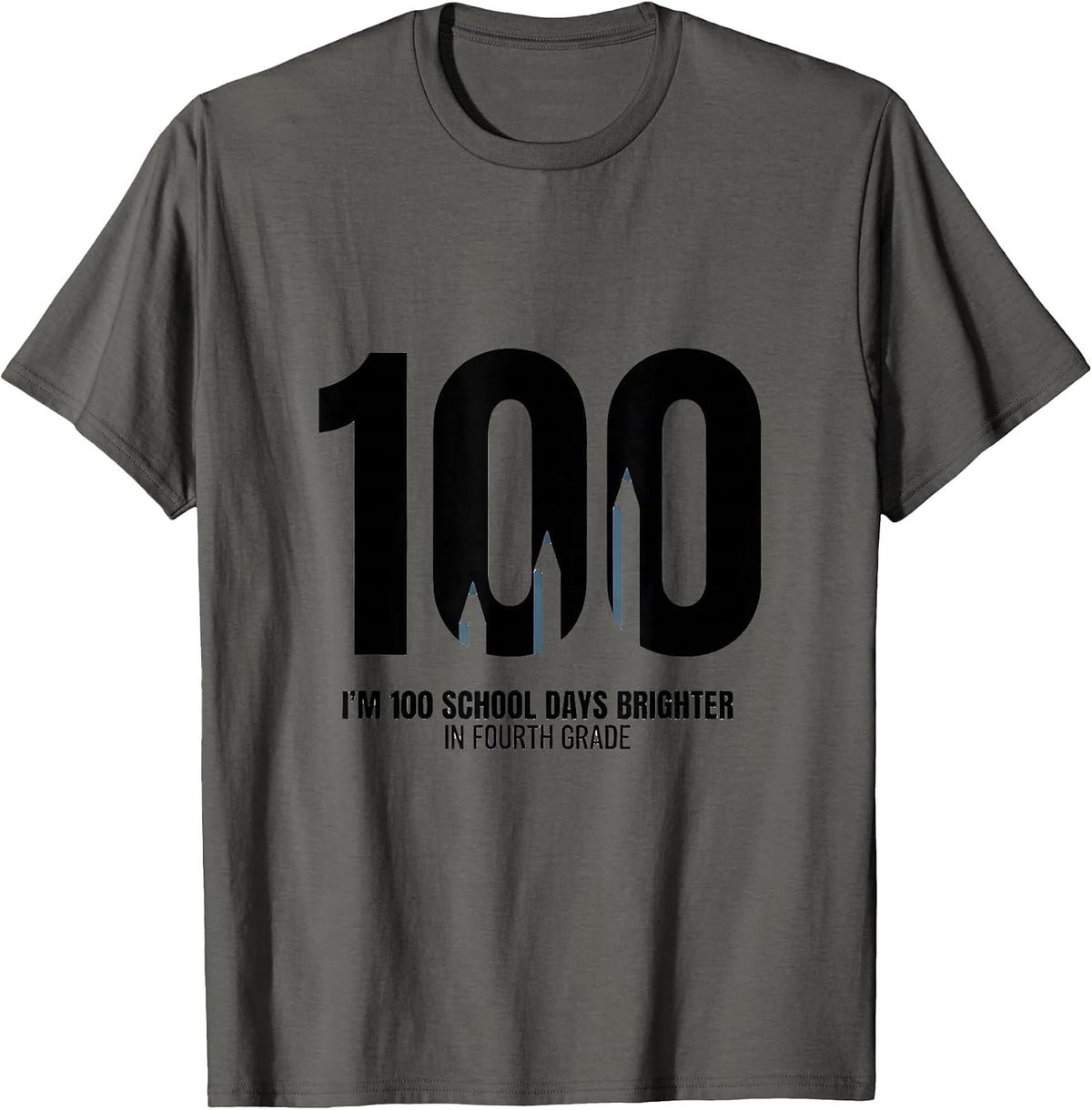 Men's I'm 100 School Days Brighter In Fourth Grade Teacher T-Shirt - Asphalt Grey