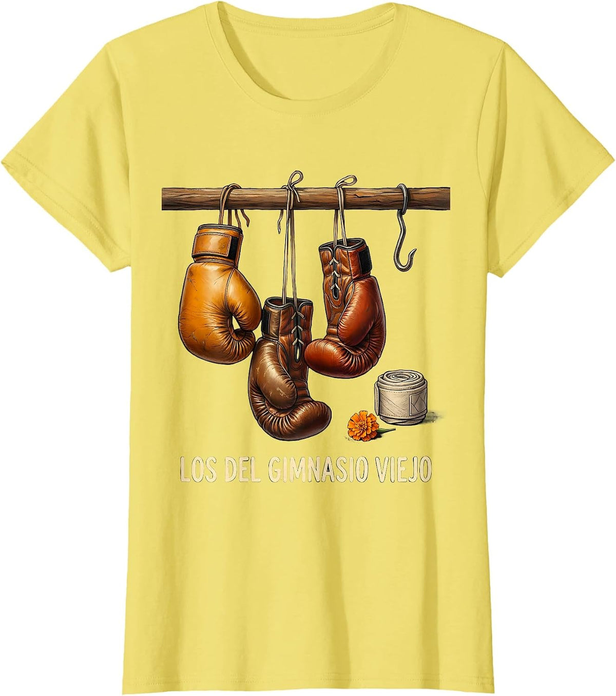 Los Del Gimnasio Viejo Storybook Vintage Boxing Glove Día de T-Shirt - Lemon Yellow