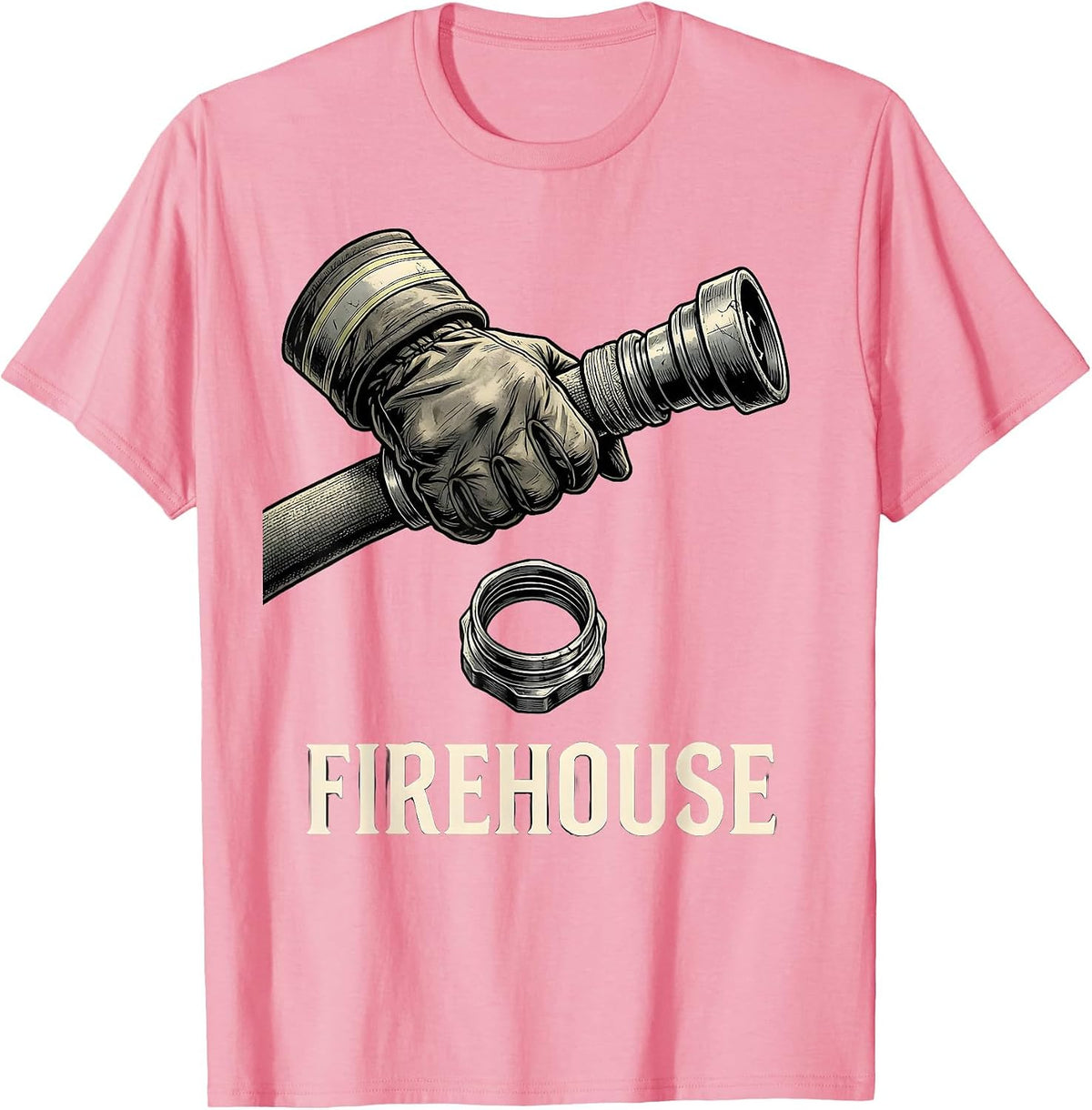 Men's FIREHOUSE Monochromatic Firefighter Pride Crew Memorial T-Shirt - Pink