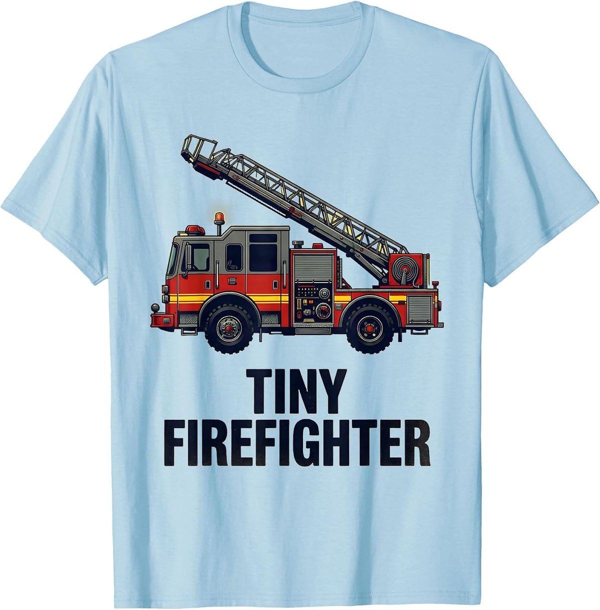 Men's Tiny Firefighter Cute Fire Truck Toddler Future Firefighter T-Shirt - Baby Blue