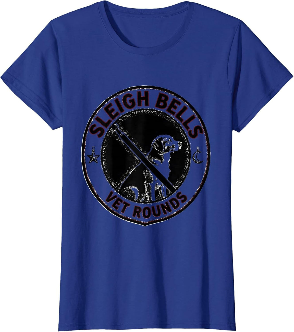 Women's Sleigh Bells, Vet Rounds Funny Veterinary Tech Christmas T-Shirt - Royal Blue