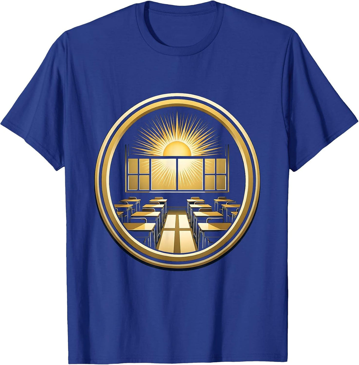 5th Grade Teacher Sunny Classroom Illustration T-Shirt - Royal Blue