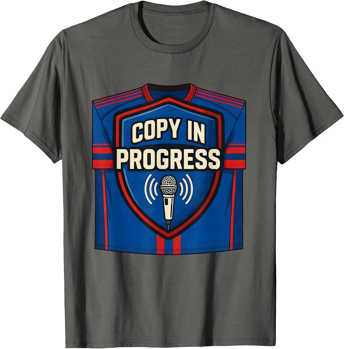 Men's Copy In Progress Funny Ham Radio Operator Hobbyist Humor T-Shirt - Asphalt Grey