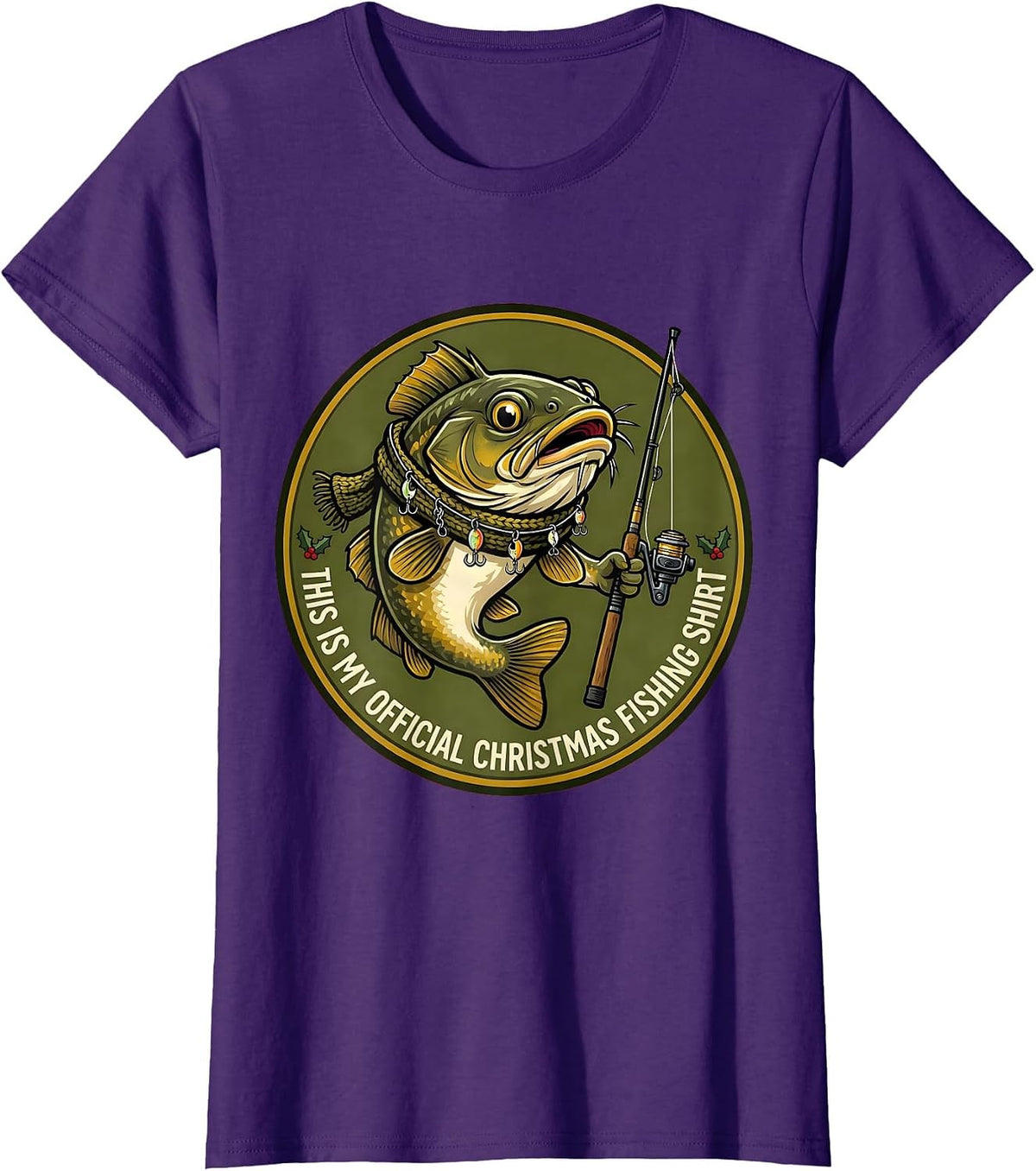 Women's This Is My Official Christmas Fishing Shirt Funny T-Shirt - Purple