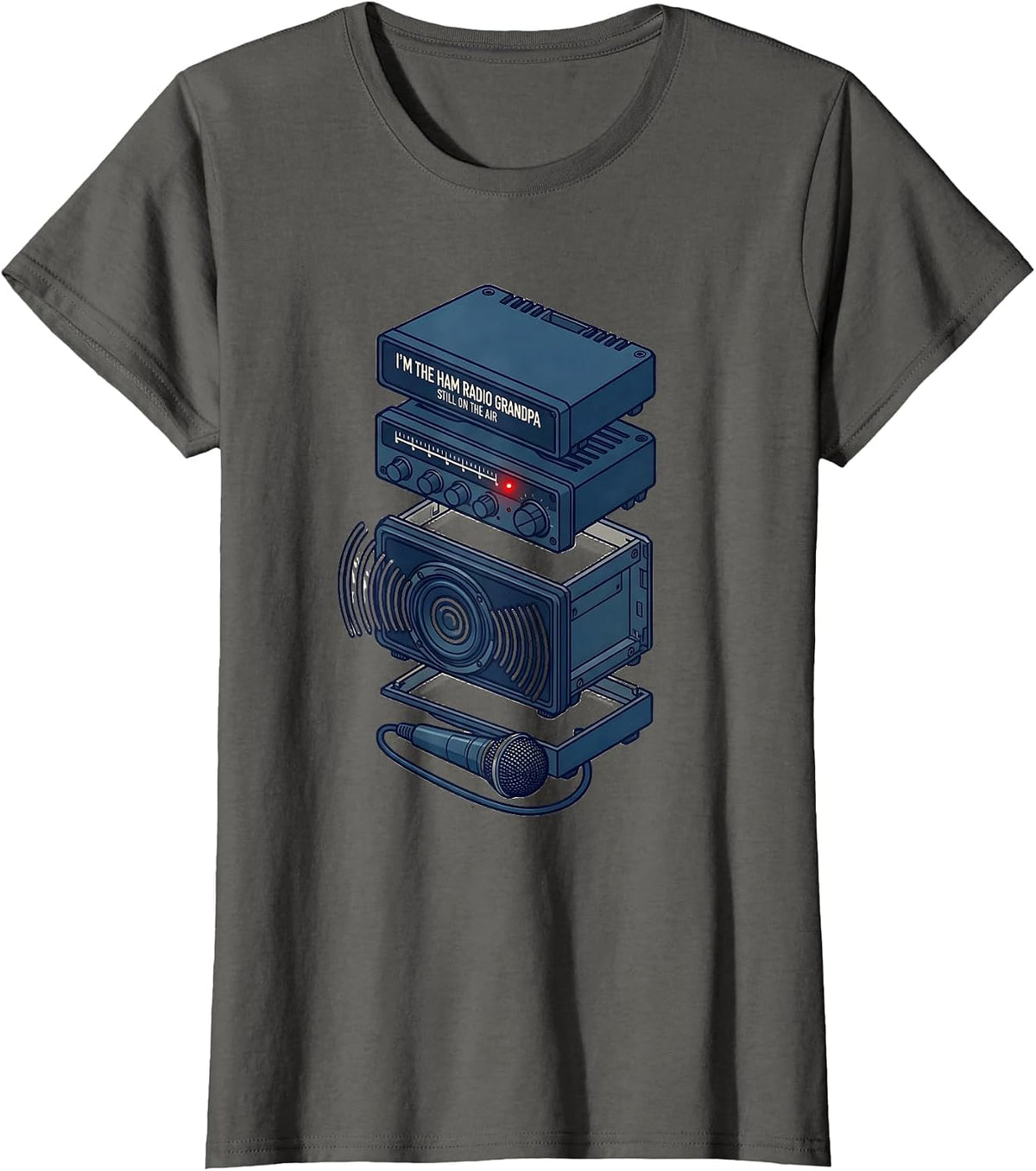 Women's I'm The Ham Radio Grandpa, Still On The Air Grandpa T-Shirt - Asphalt Grey