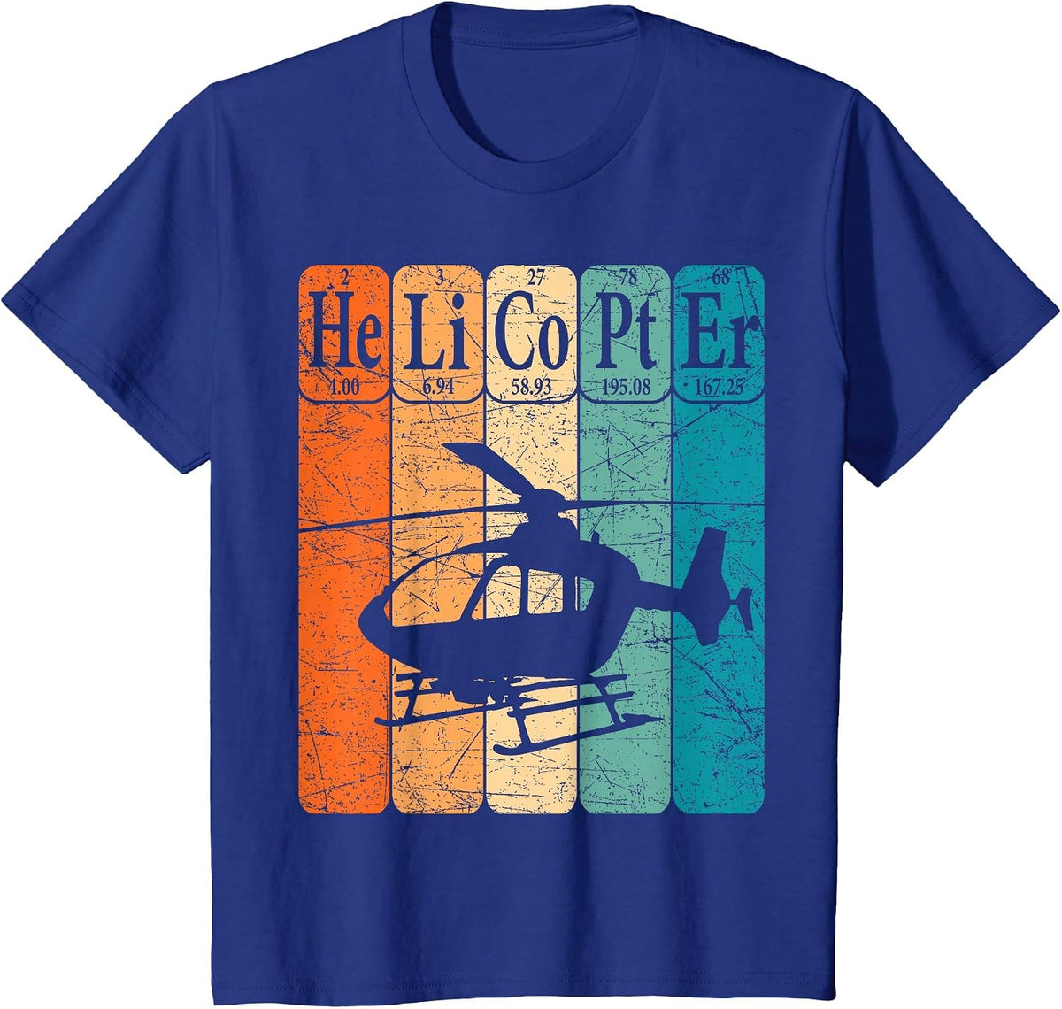 Helicopter Periodic Table Elements Aviation Helicopter Pilot T-Shirt - Royal Blue