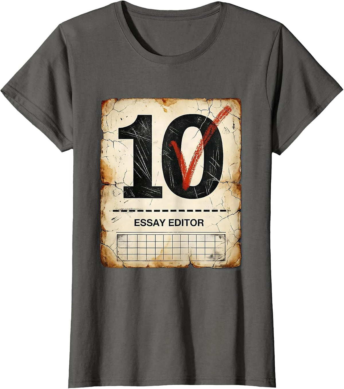 Women's Essay Editor Distressed Funny Teacher Back To School First T-Shirt - Asphalt Grey