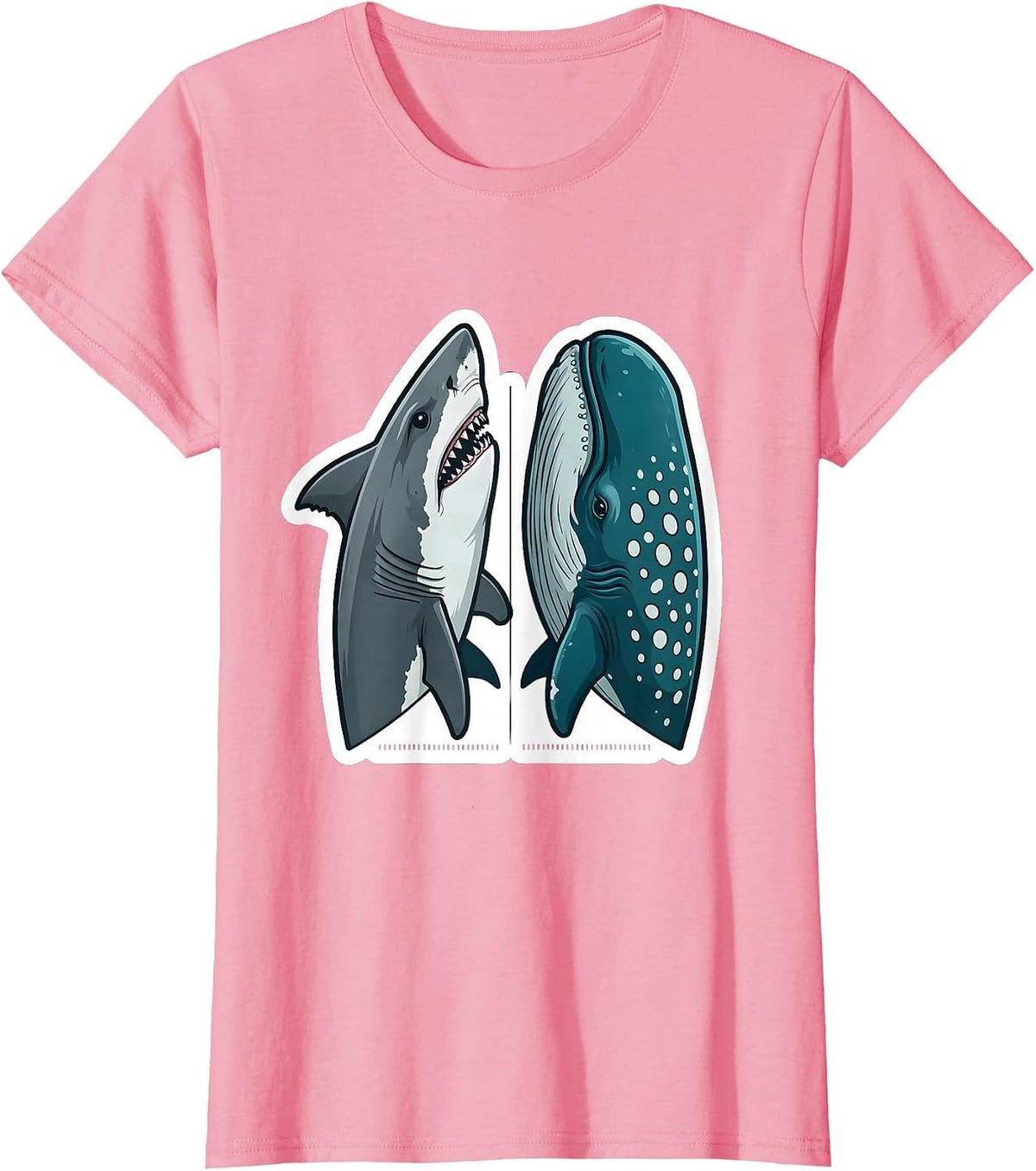 Women's Shark Head Pair Ocean Wildlife Marine Biology Humor T-Shirt - Pink