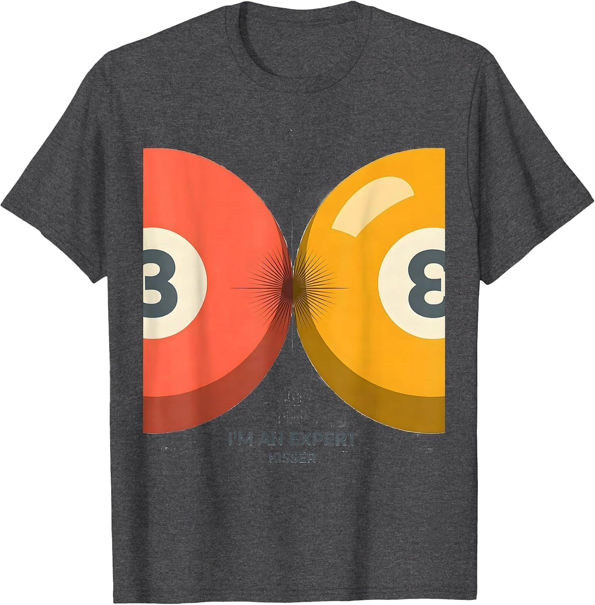 Men's I'm An Expert Kisser Funny Billiards Pool Player Humor T-Shirt - Dark Heather Grey