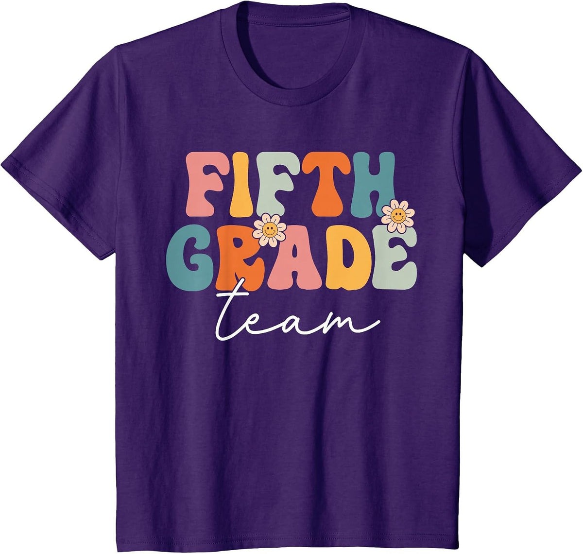 Fifth Grade Team Retro Groovy Back to School 5th Grade T-Shirt - Purple