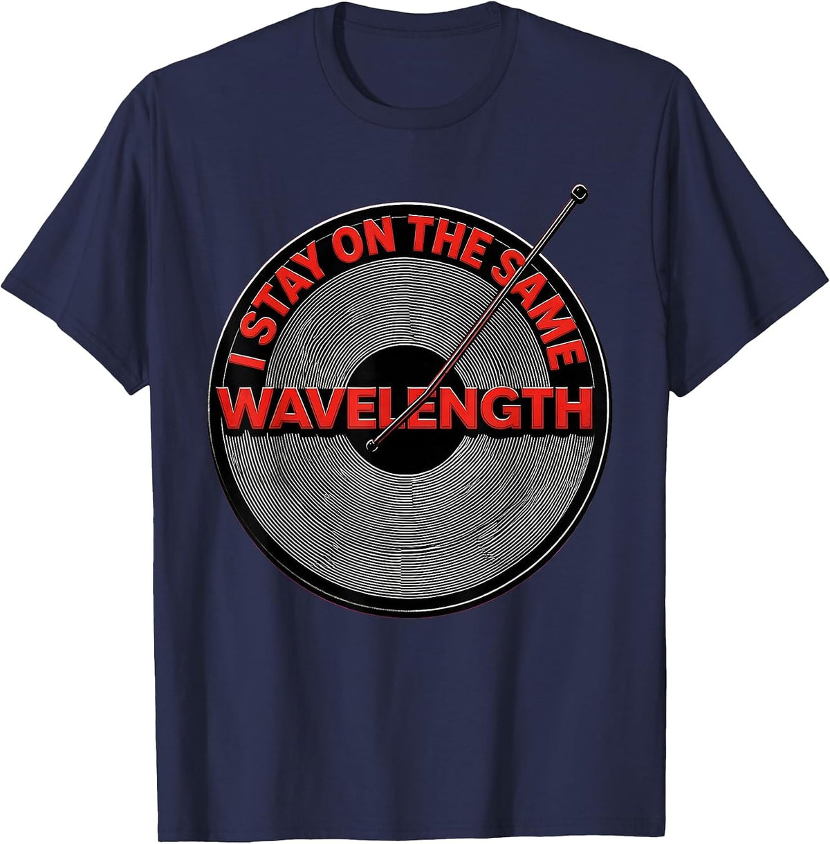I Stay On The Same Wavelength Op Art Moire Ham Radio T-Shirt - Navy Blue