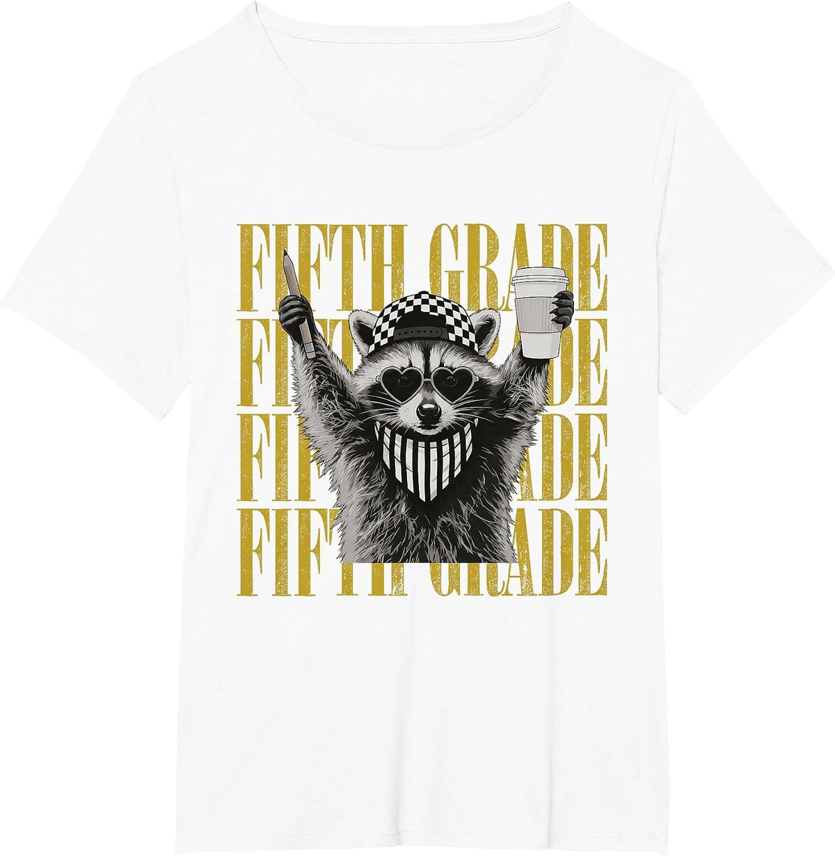 Funny Fifth Grade Teacher Feral Raccoon Back to School T-Shirt - White