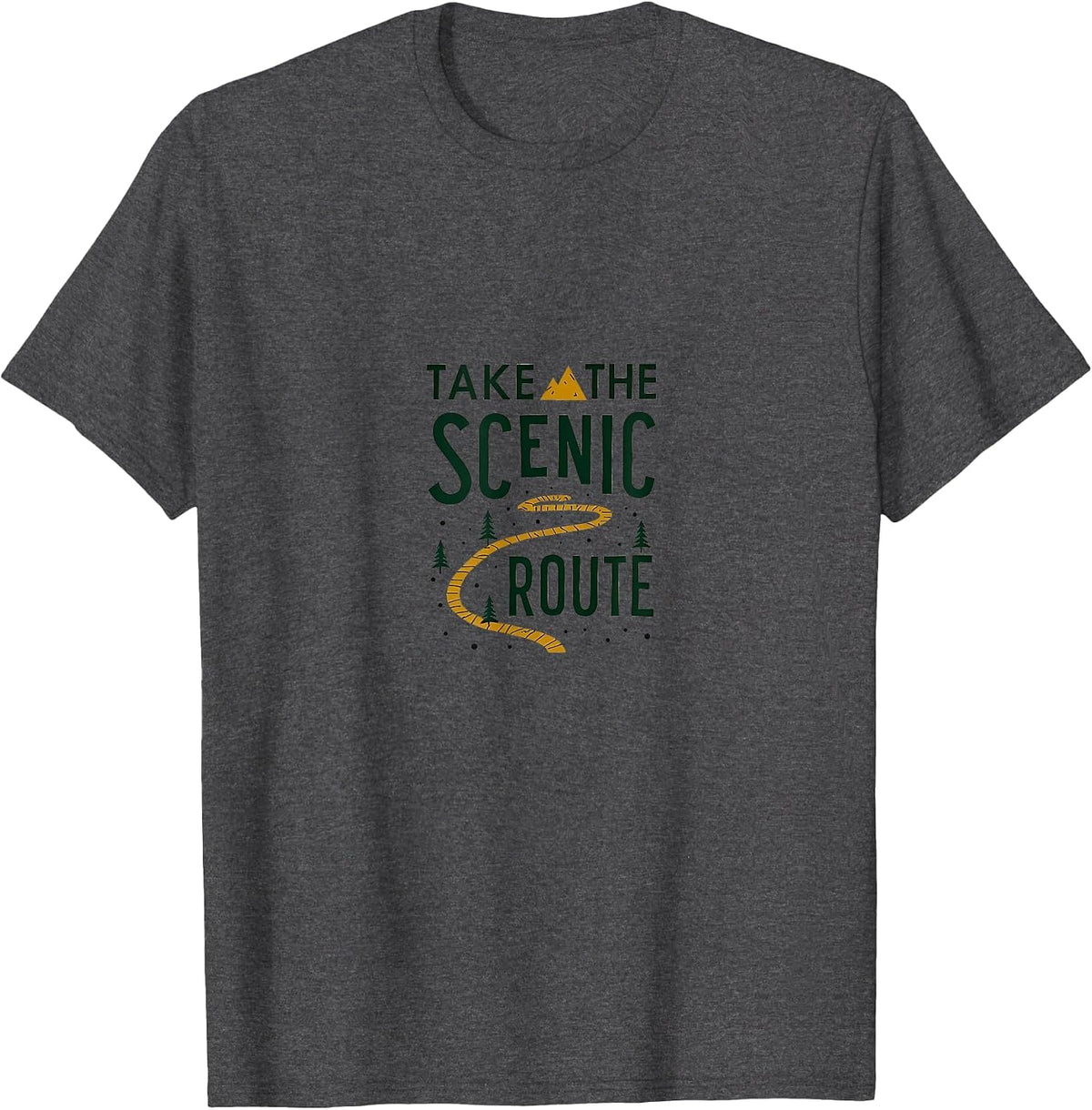 Take the Scenic Route Hiking Gear Retirement Gifts for Men Adventure Design T-Shirt - Dark Heather Grey