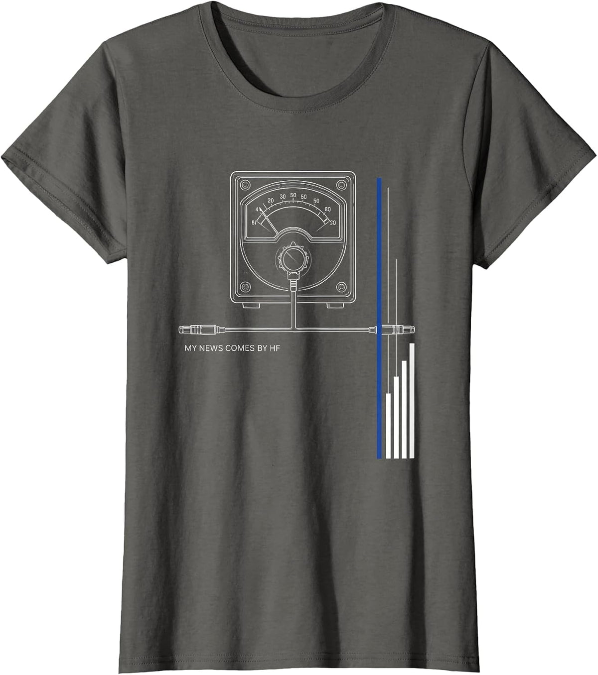 Women's My News Comes By HF Swiss International Ham Radio Operator T-Shirt - Asphalt Grey