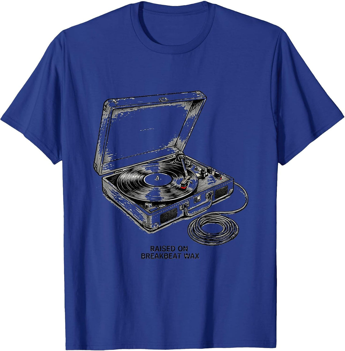 Men's Raised On Breakbeat Wax Vintage 90s Hip-Hop Rap Lyric T-Shirt - Royal Blue