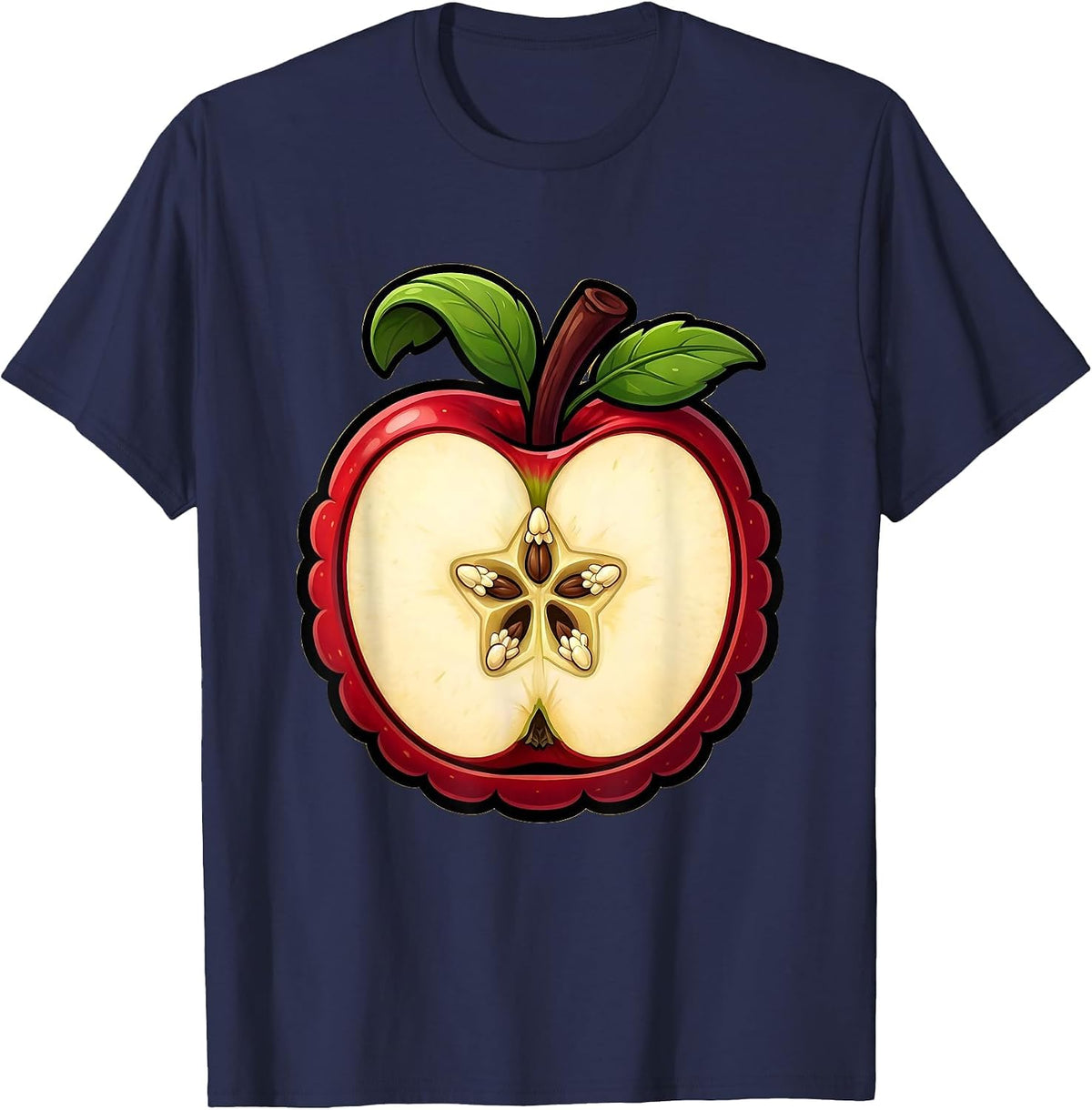 Apple Star Seed Pattern Play Is Learning Teacher T-Shirt - Navy Blue