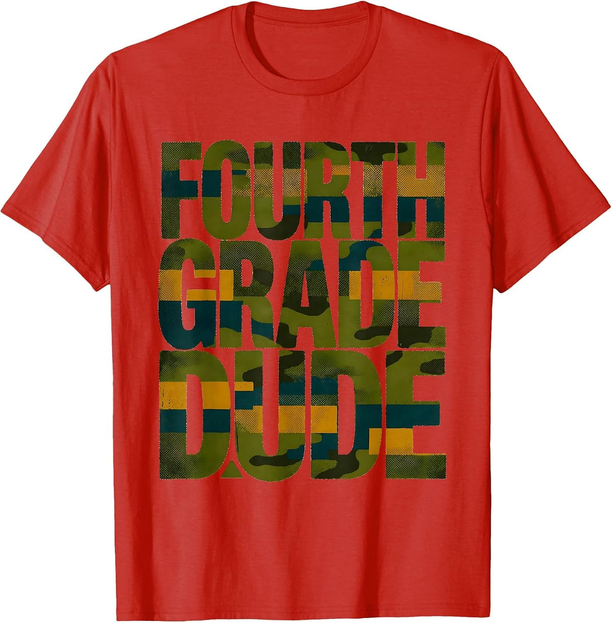 Men's Fourth Grade Dude Camo Back To School Boys First Day T-Shirt - Red