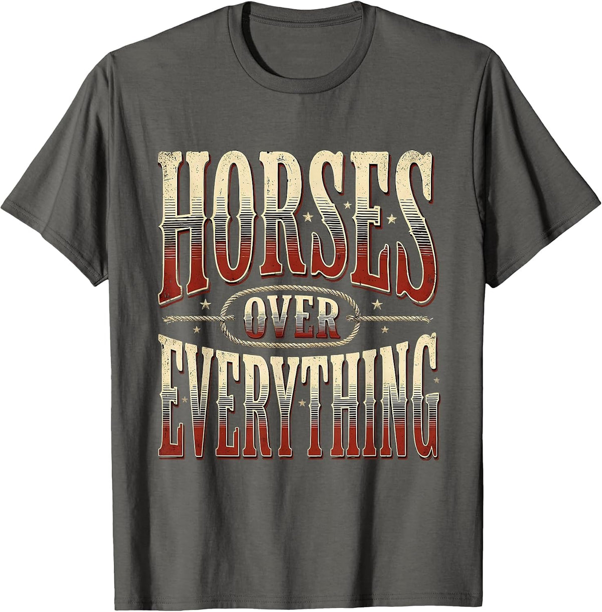 Horses Over Everything Girls Cowgirl Design T-Shirt - Asphalt Grey